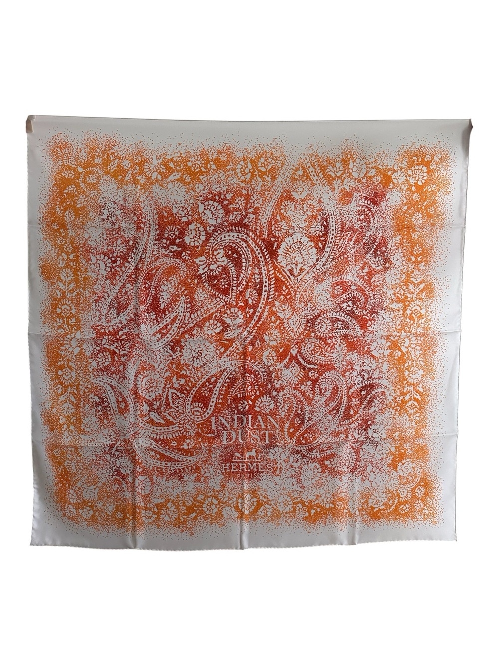 NWT Hermès Indian Dust Carré 90 Silk Scarf Blanc Orange w/ Box Rare 2008 - Picture 8 of 14